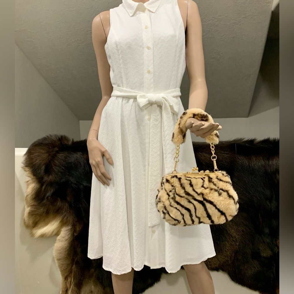 NWT Handmade Real Rex Rabbit Fur Kisslock Wristlet/Crossbody & 2 Strap Styles